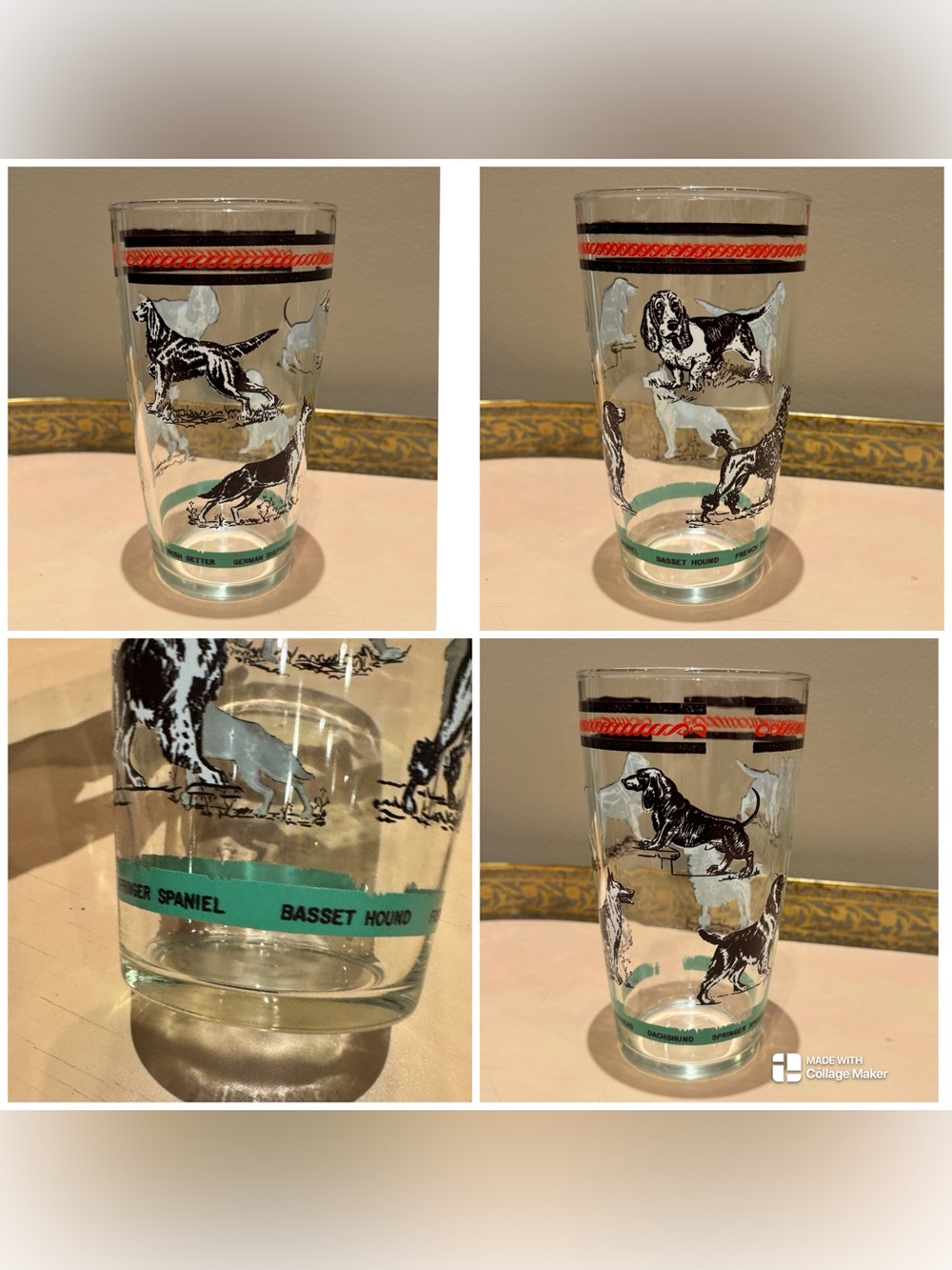 Vintage 1950s Boscul Peanut Butter dog breed promotional glass